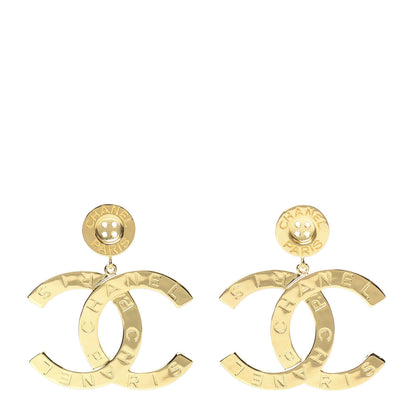 Chanel Metal Large Paris Button Earrings Gold 1 of 5