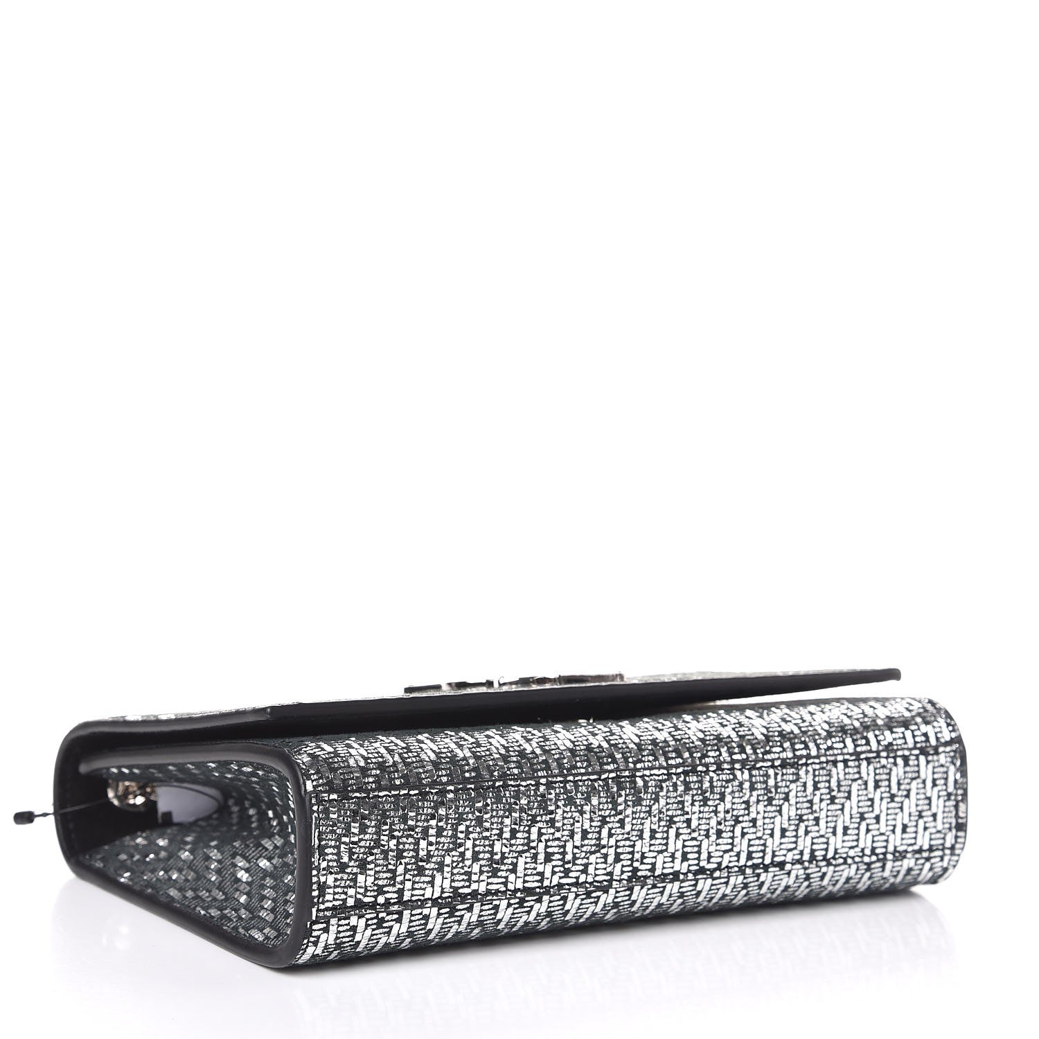 Saint Laurent Metallic Calfskin Chevron Small Monogram Kate Satchel Black Argento 4 of 7