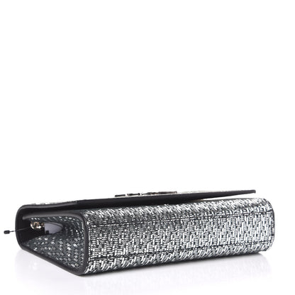 Saint Laurent Metallic Calfskin Chevron Small Monogram Kate Satchel Black Argento 4 of 7