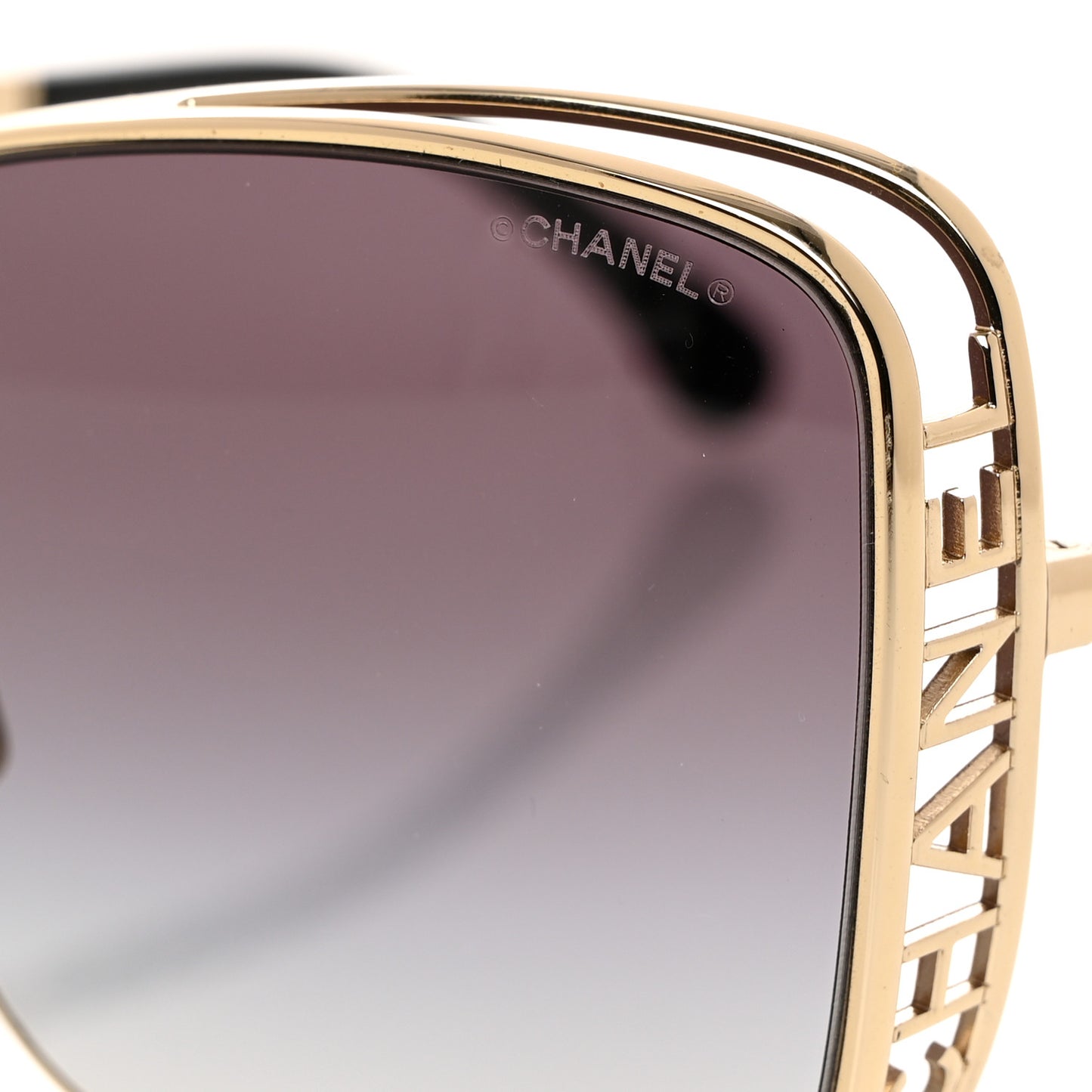 Metal Logo Square Sunglasses 71541 Gold