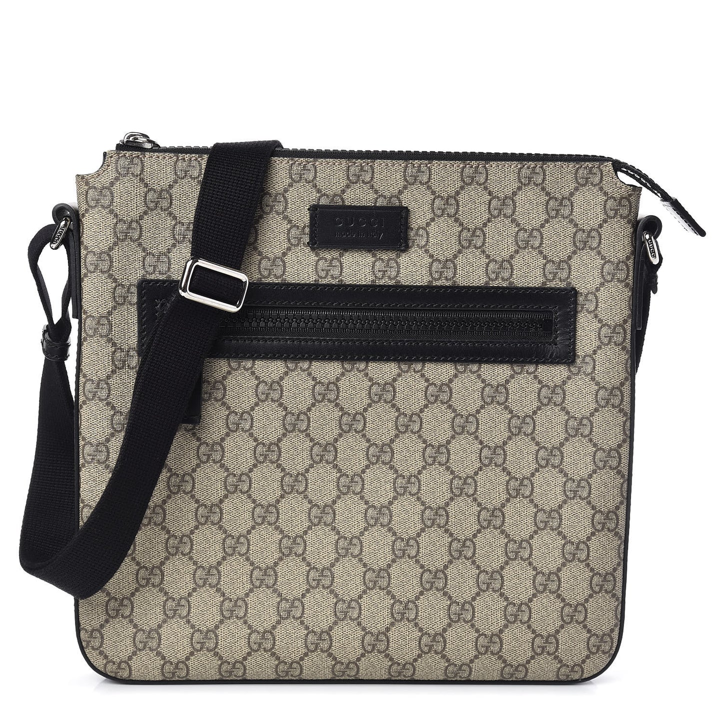 GG Supreme Monogram Flat Messenger Bag Black