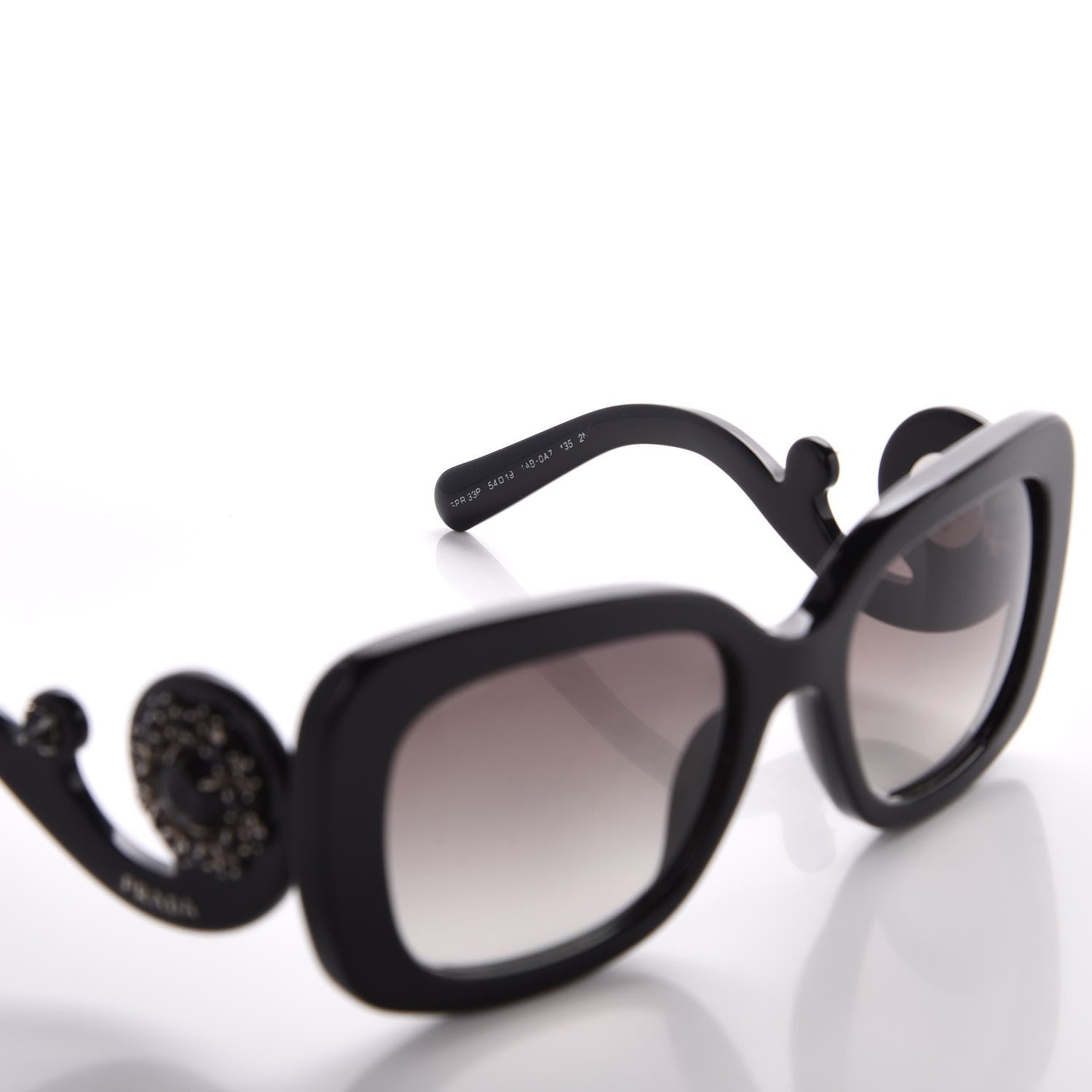 Prada Crystal Ornate Square Baroque Sunglasses SPR 33P Black 6 of 9