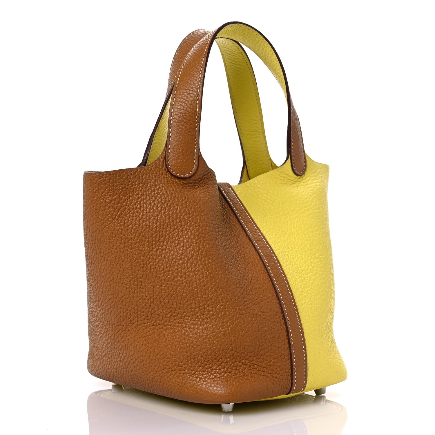 Hermes Taurillon Clemence Casaque Picotin Lock 18 PM Lime Sesame 3 of 13