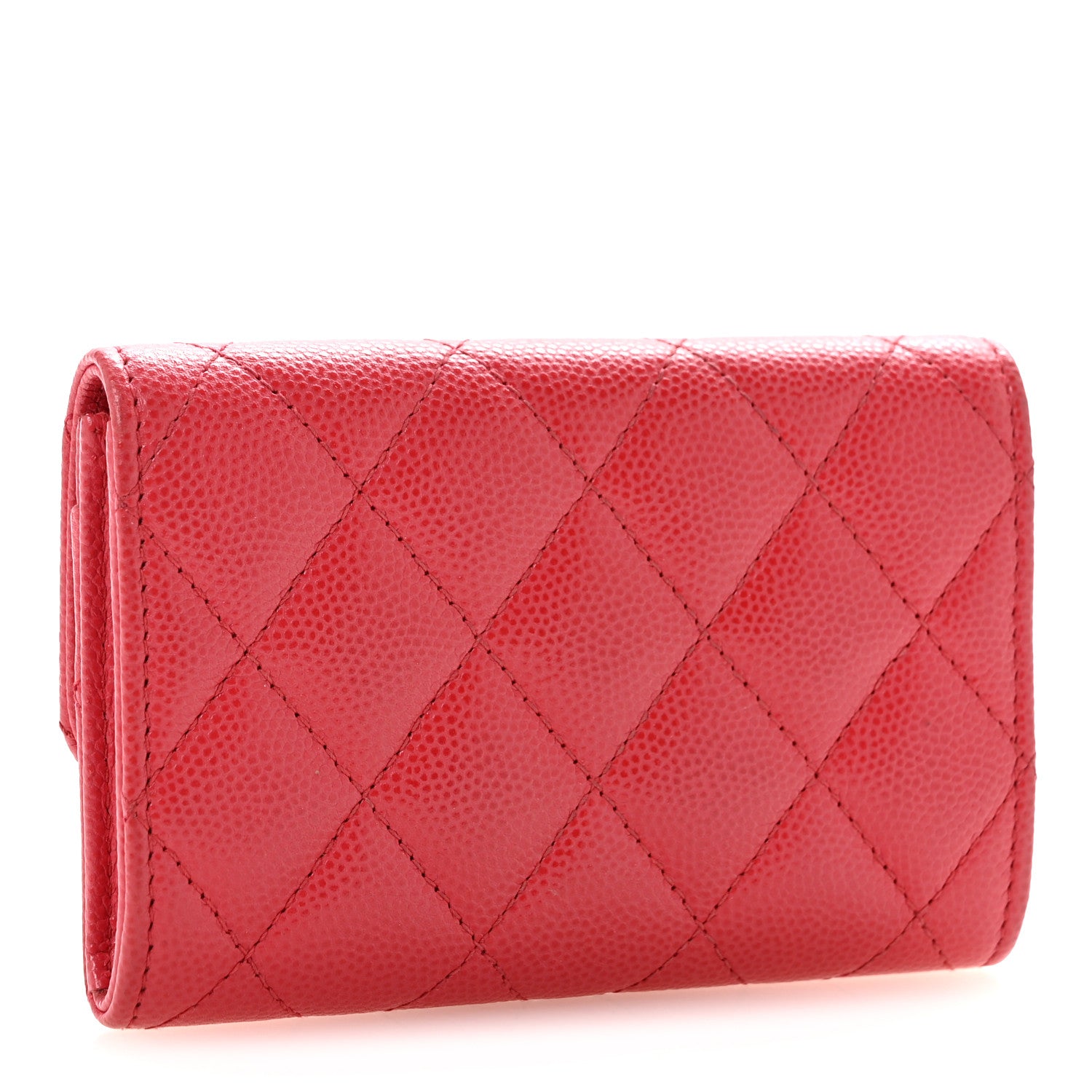Chanel Caviar Quilted Flap Card Holder Wallet Dark Pink 3 of 12