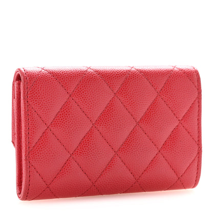 Chanel Caviar Quilted Flap Card Holder Wallet Dark Pink 3 of 12