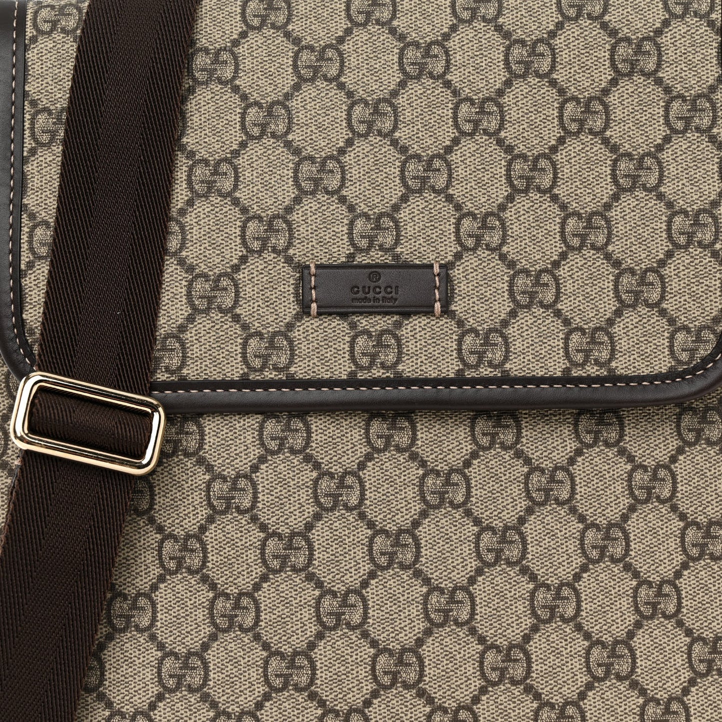 GG Plus Monogram Small Flap Messenger Bag Beige Dark Brown