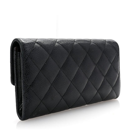 Chanel Caviar Quilted Large Gusset Flap Wallet Black 3 of 8