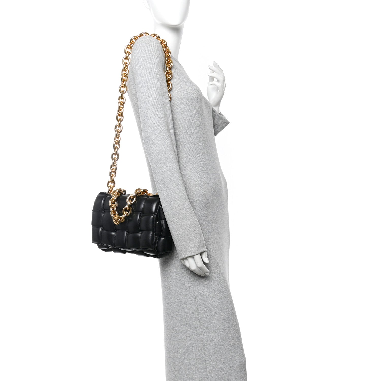 Bottega Veneta Lambskin Maxi Intreccio Padded Chain Cassette Crossbody Bag Black 2 of 9