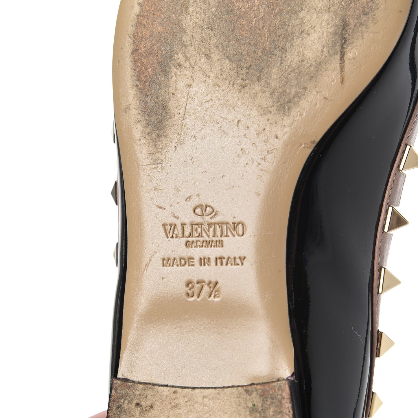 Patent Nappa Rockstud Ballerina Flats 37.5 Black Poudre