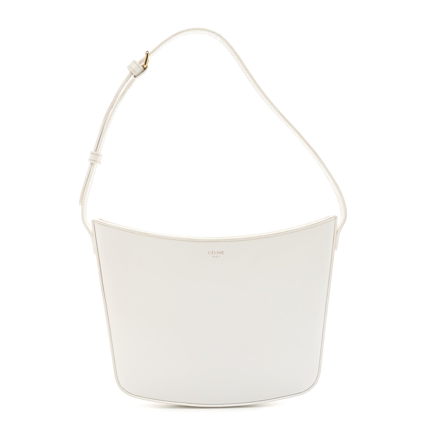 Shiny Calfskin Medium Croque Bag Artic White