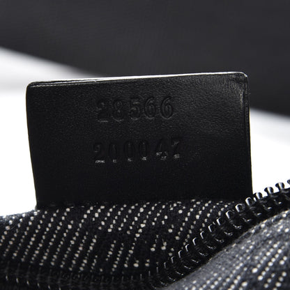 Gucci Denim Monogram Double Pocket Belt Bag Black 7 of 9