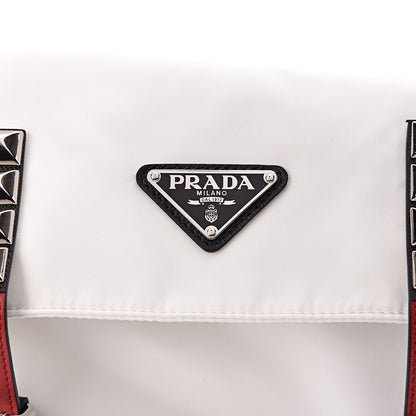 Prada Nylon New Vela Studded Messenger White Fuoco 10 of 12