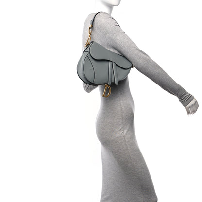 Christian Dior Grained Calfskin Saddle Bag Grey Stone 2 of 10