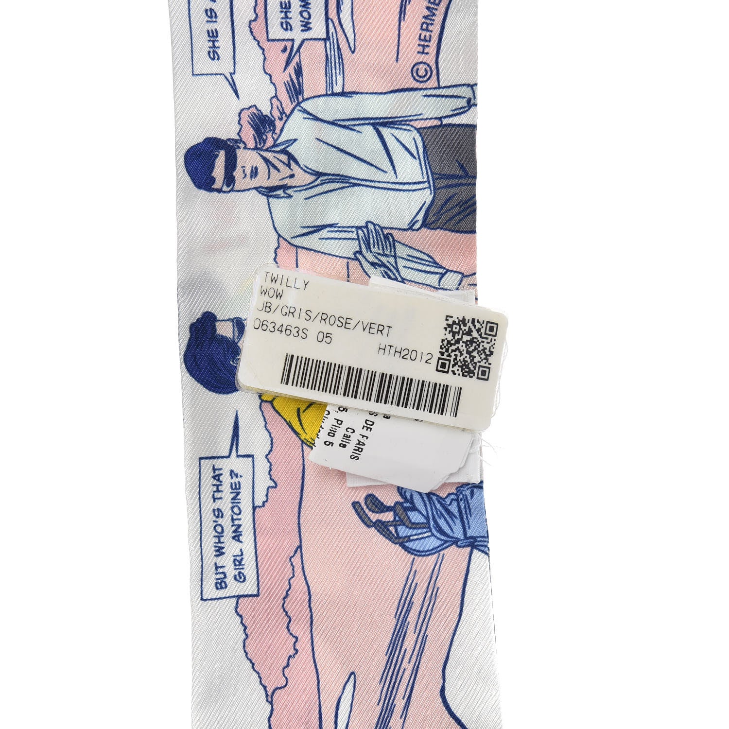 Hermes Silk Wow Twilly Gris Rose Vert 4 of 4
