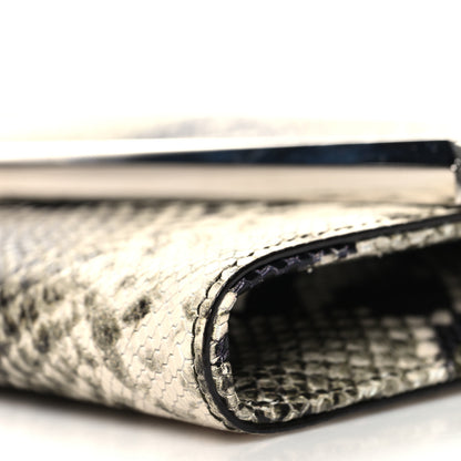 Jimmy Choo Snakeskin Embossed Chain Clutch Black Beige 9 of 9