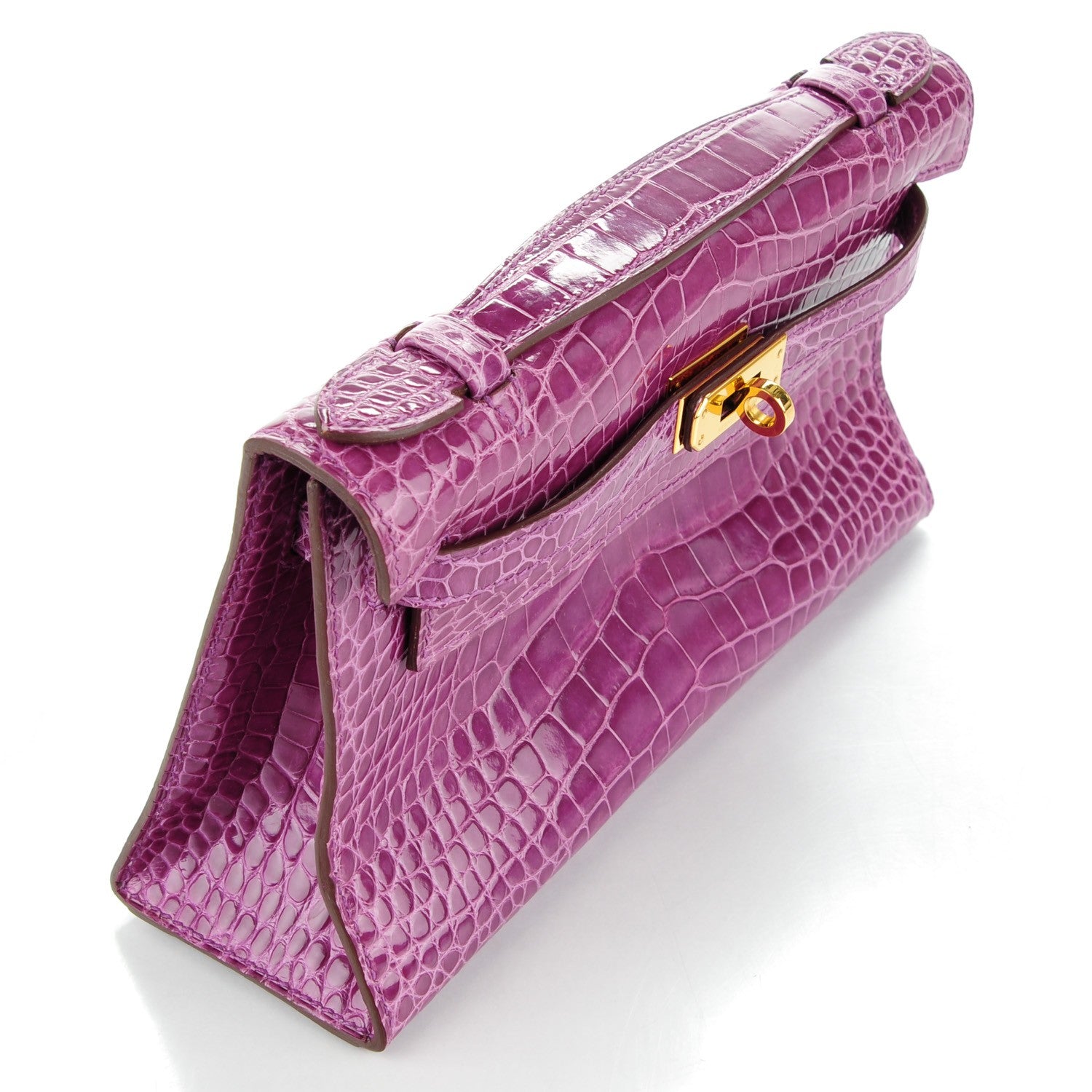 Hermes Shiny Alligator Kelly Pochette Violet 5 of 21