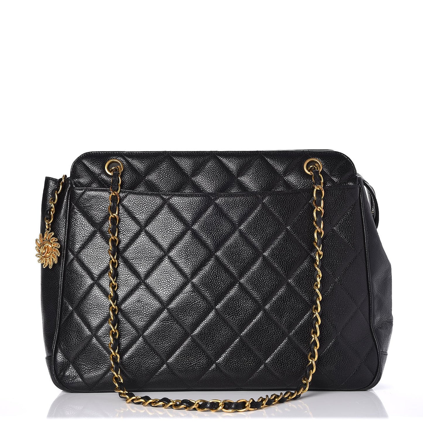 Caviar Quilted Shopper Tote Black