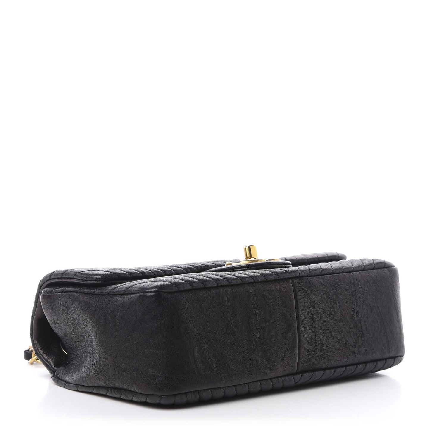 Calfskin Surpique Chevron Small Flap Black
