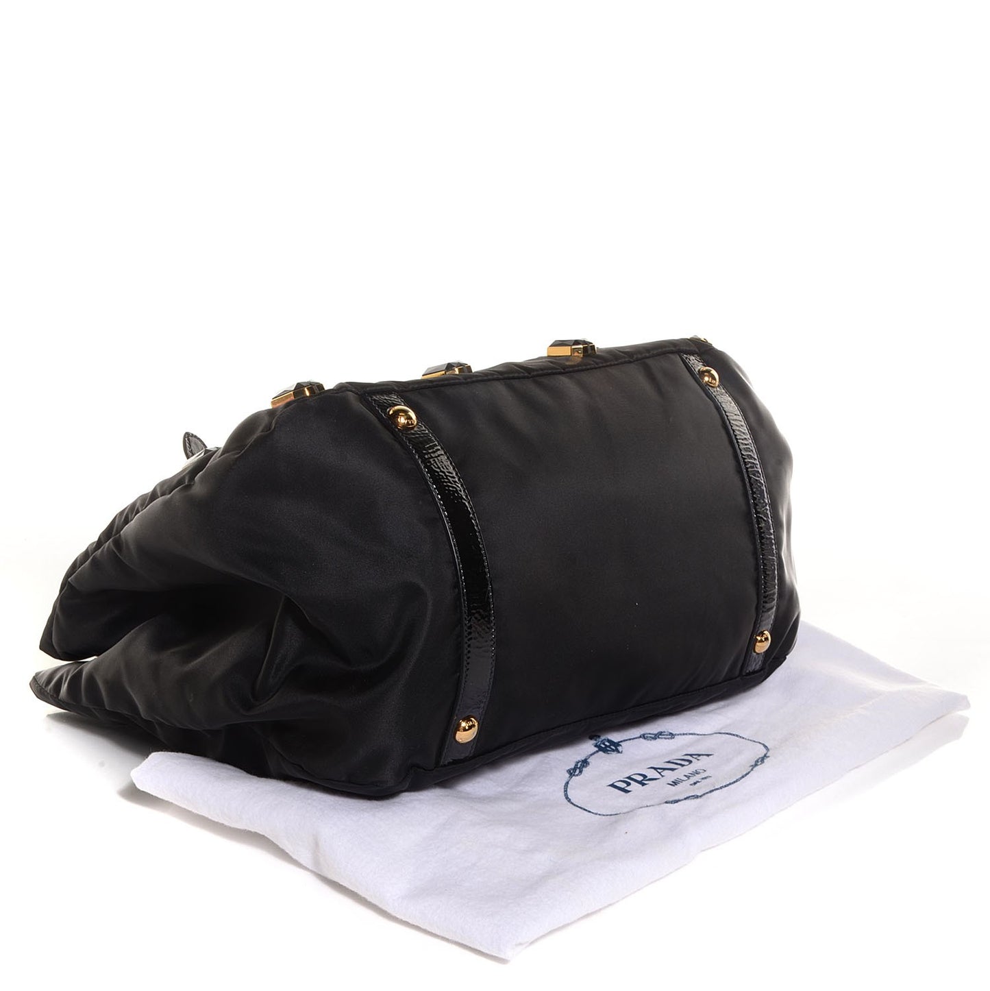 Tessuto Nylon Pietre Jeweled Tote Nero Black