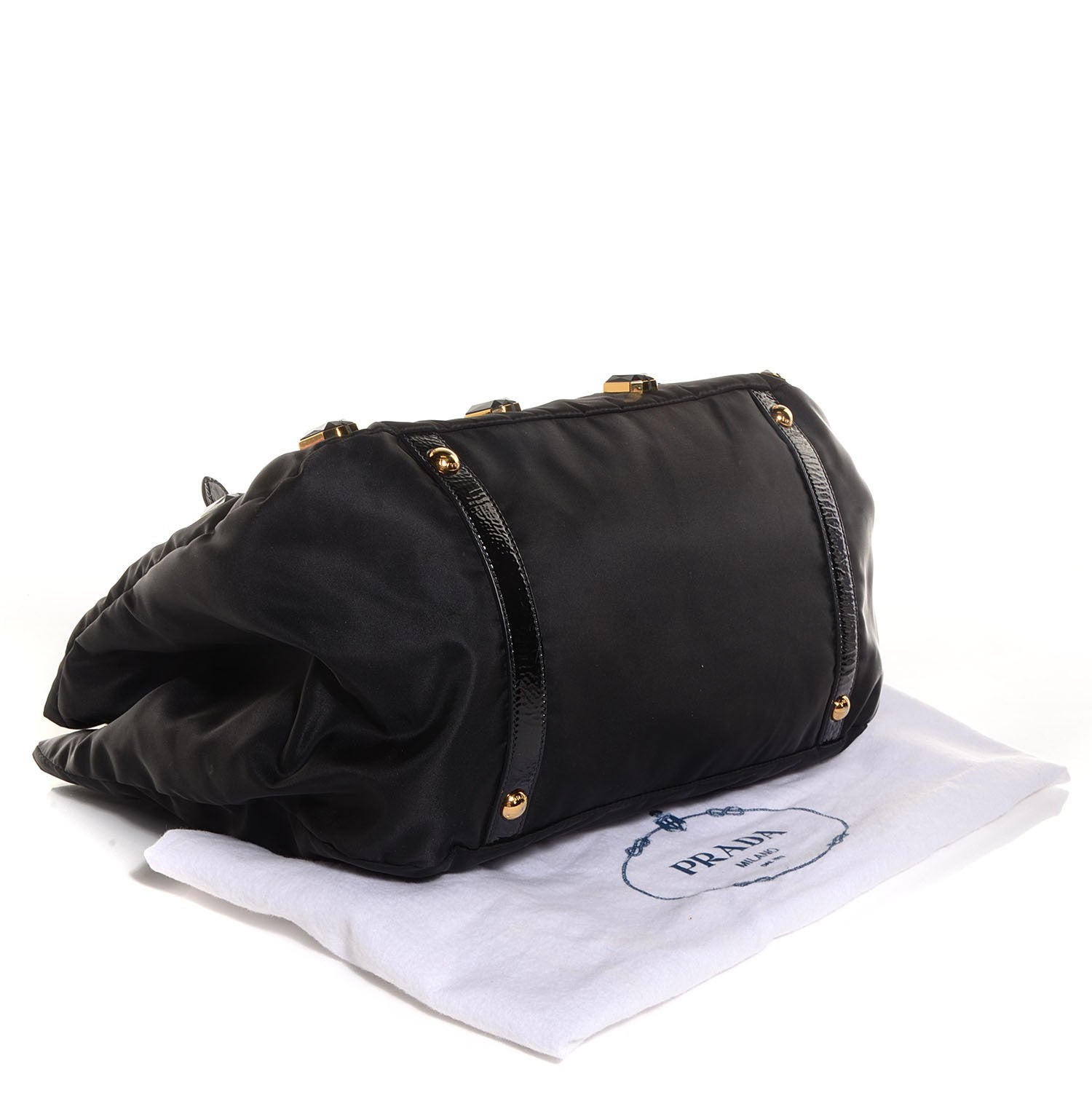 Prada Tessuto Nylon Pietre Jeweled Tote Nero Black 6 of 11
