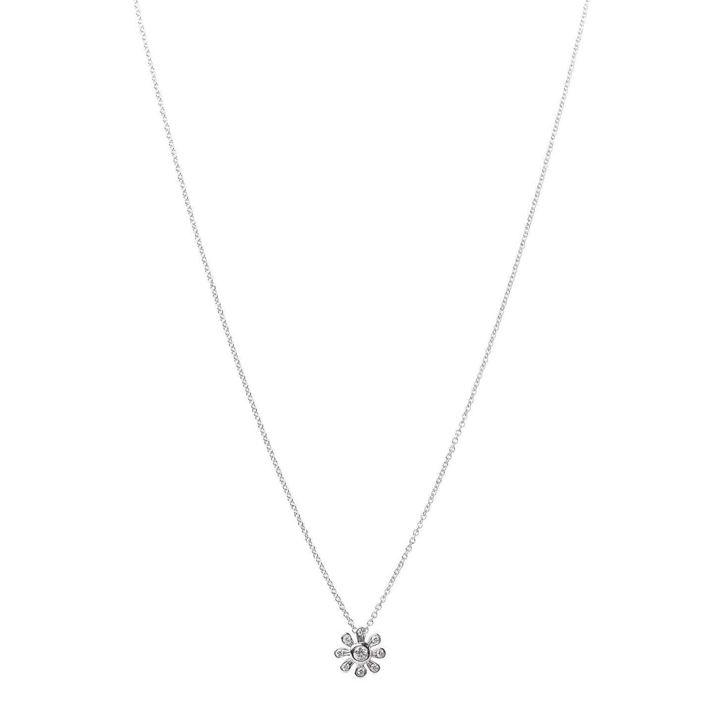 Platinum Diamond Daisy Pendant Necklace