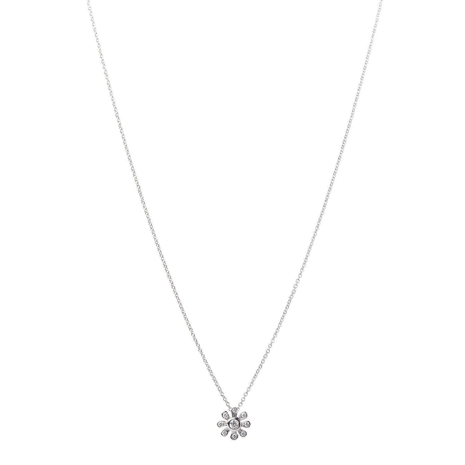 Tiffany Platinum Diamond Daisy Pendant Necklace 1 of 6