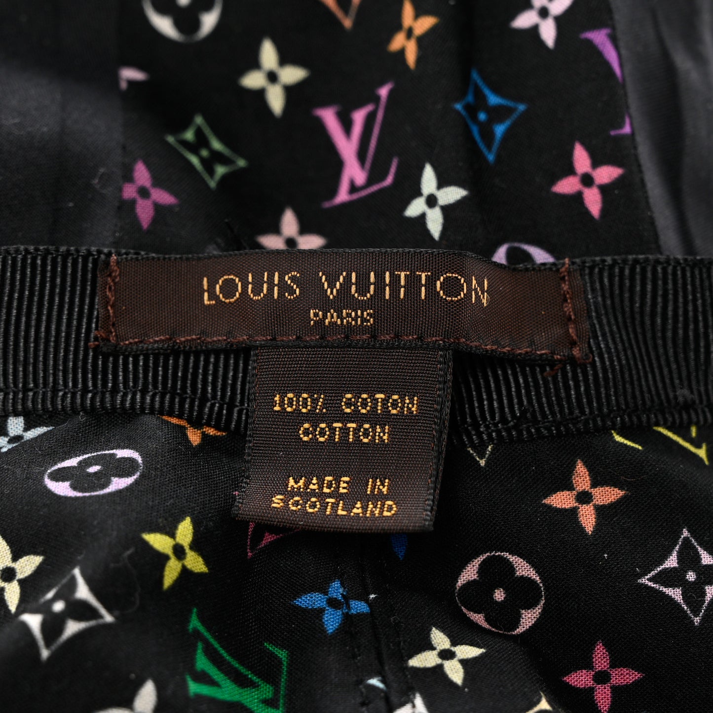 Cotton Monogram Multicolor Printed Reversible Hiker Hat Black