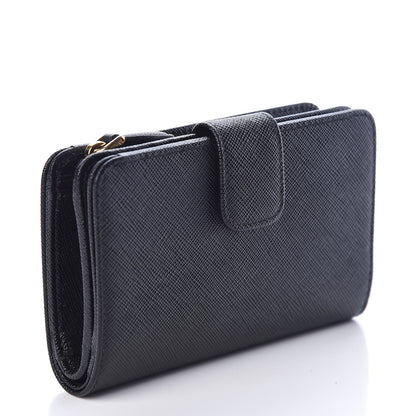 Prada Saffiano Metal Compact Wallet Black 3 of 8