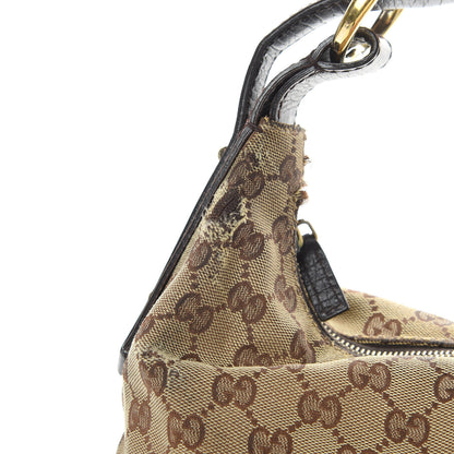 Gucci Monogram Medium Horsebit Chain Hobo Dark Brown 18 of 19