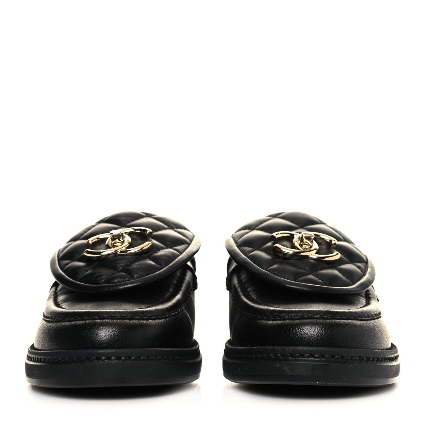 Lambskin Quilted CC Turnlock Loafers 36 Black
