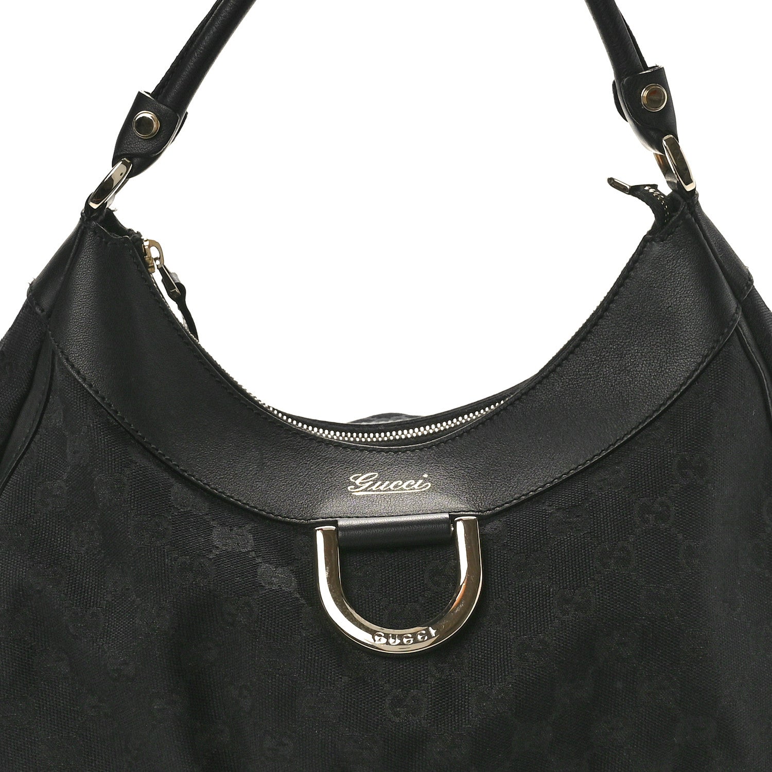 Gucci Monogram Large D Gold Ring Hobo Black 8 of 10