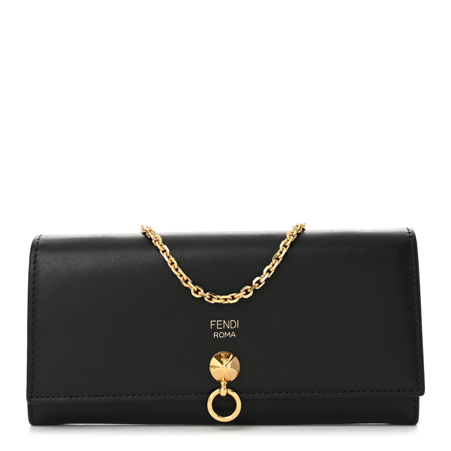 Fendi Vitello Liberty Century Lucido By The Way Continental Wallet On Chain Black 1 of 11