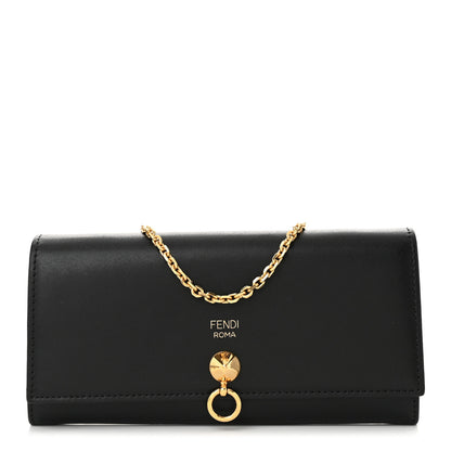 Fendi Vitello Liberty Century Lucido By The Way Continental Wallet On Chain Black 1 of 11