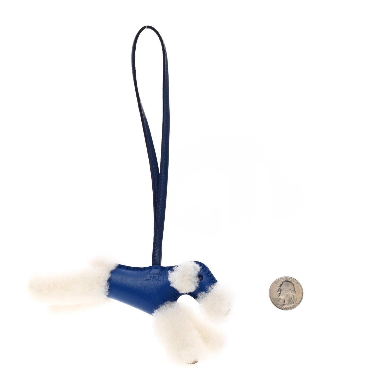 Hermes Milo Lambskin Shearling Budy Charm Bleu Saphir 2 of 4