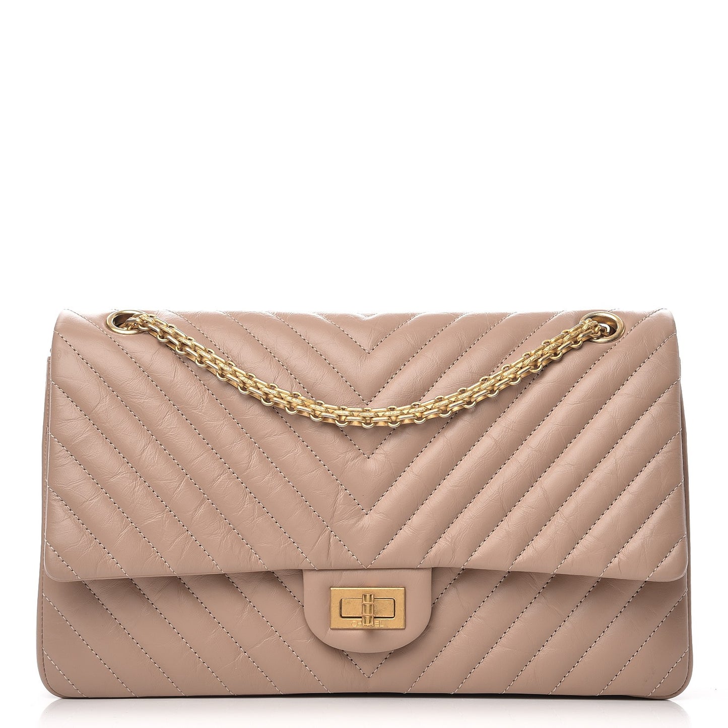 Aged Calfskin Chevron Quilted 2.55 Reissue 226 Flap Beige