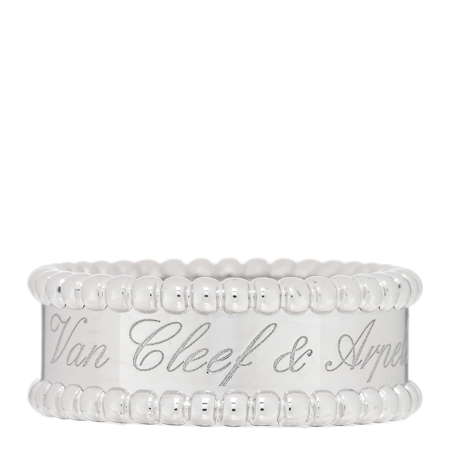 Van Cleef & Arpels 18K White Gold Perlee Signature Ring 53 6.5 2 of 4