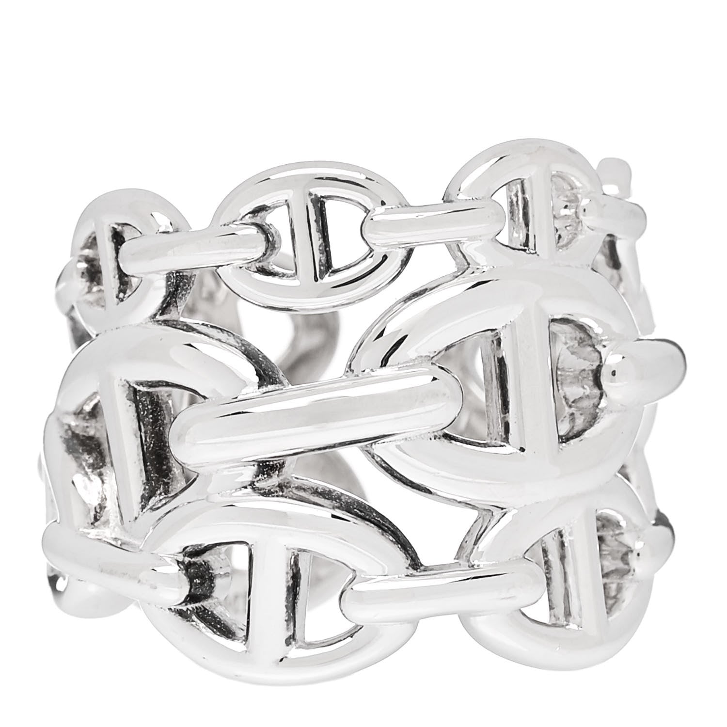 Hermes Sterling Silver GM Chaine d'Ancre Enchainee Band Ring 53 6.25 1 of 6