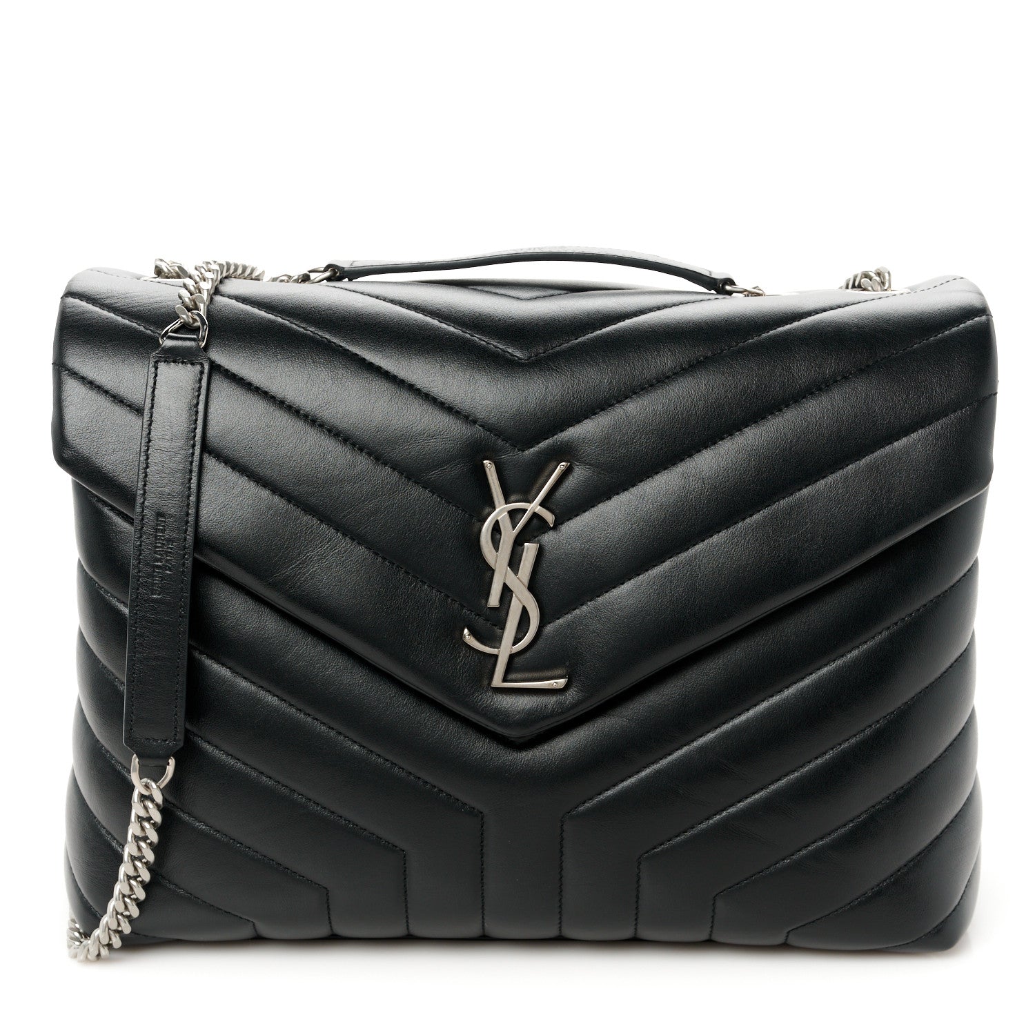 Saint Laurent Calfskin Y Quilted Monogram Medium Loulou Chain Satchel Black 1 of 11