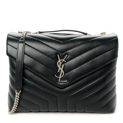 Saint Laurent Calfskin Y Quilted Monogram Medium Loulou Chain Satchel Black 1 of 11