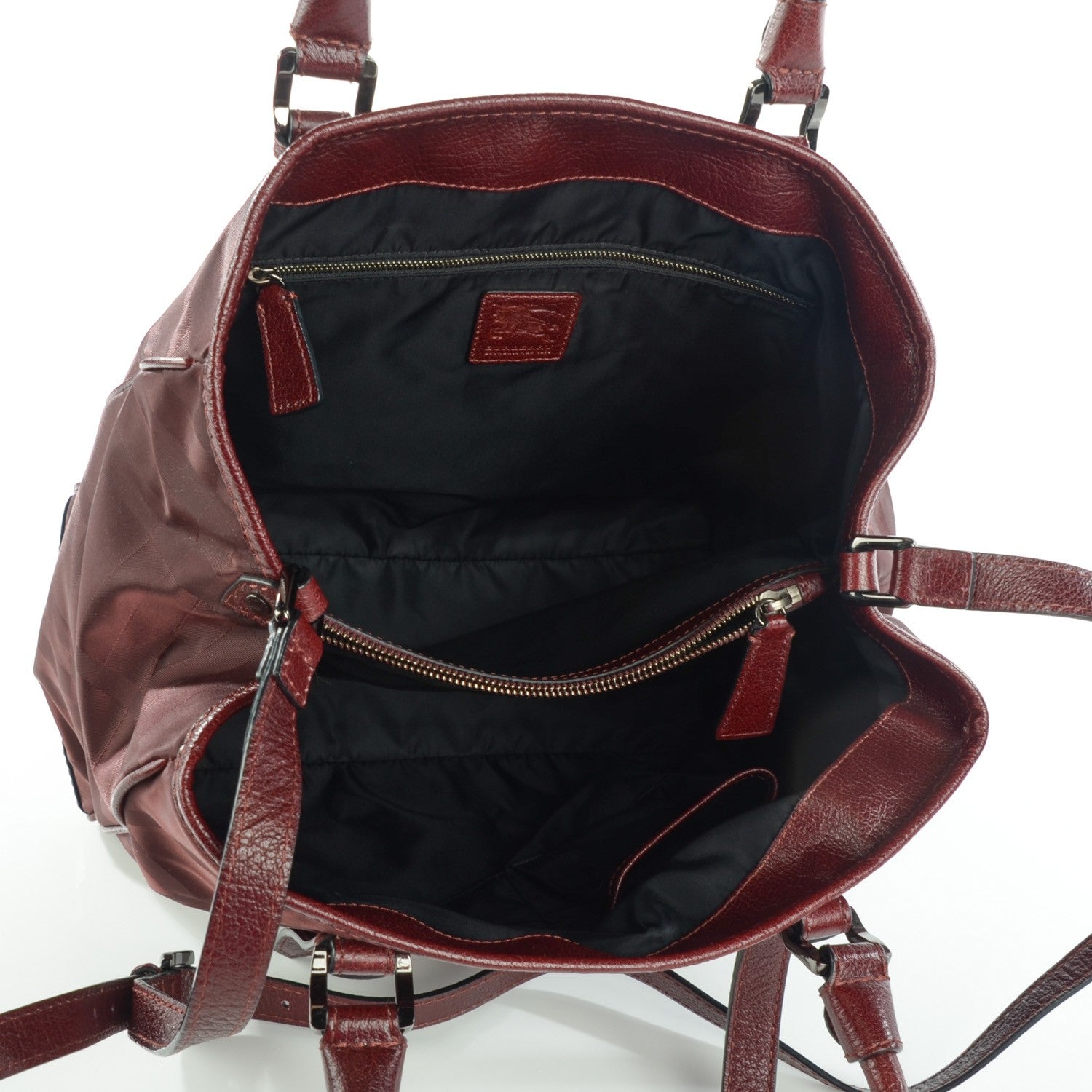 Burberry Bordeaux Canvas Check Large Tote 6 of 10