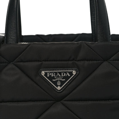 Prada Re-Nylon Nappa Triangle Quilted Padded Double Handled Zip Pocket Tote Black 7 of 9