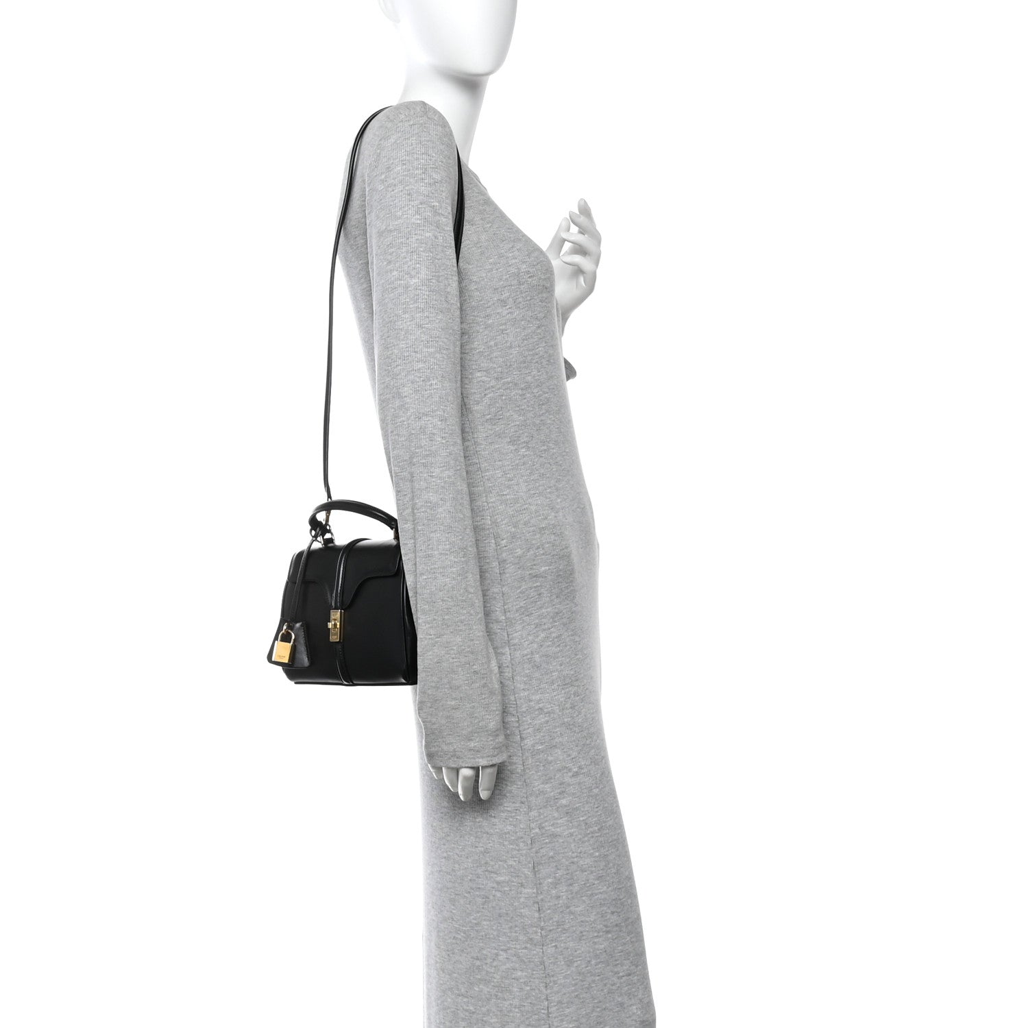 Celine Satinated Calfskin Small 16 Top Handle Bag Black 2 of 10