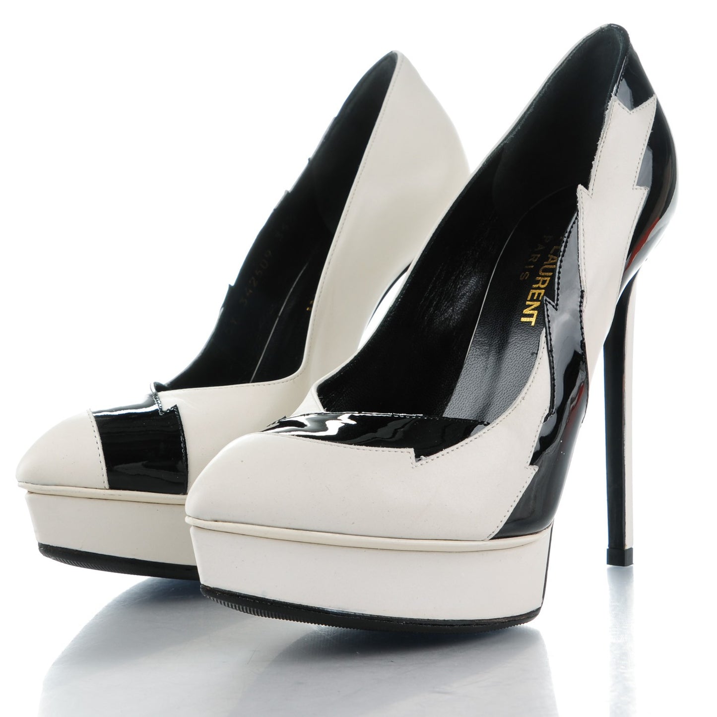Calfskin Patent Janis Flash 105 Platform Pumps 35.5 Porcellana Nero
