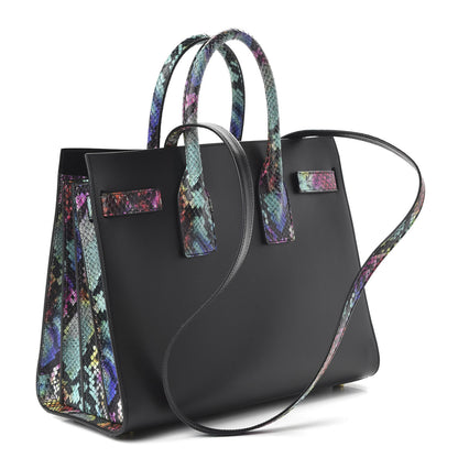 Saint Laurent Calfskin Embossed Python Small Sac De Jour Black Multicolor 3 of 9