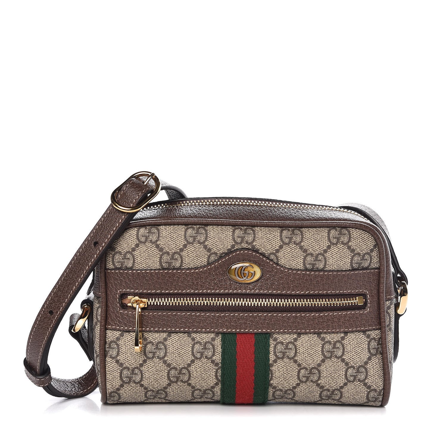 GG Supreme Monogram Web Mini Ophidia Shoulder Bag Brown