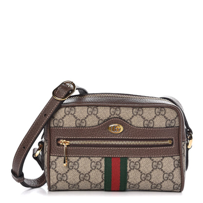 Gucci GG Supreme Monogram Web Mini Ophidia Shoulder Bag Brown 1 of 8