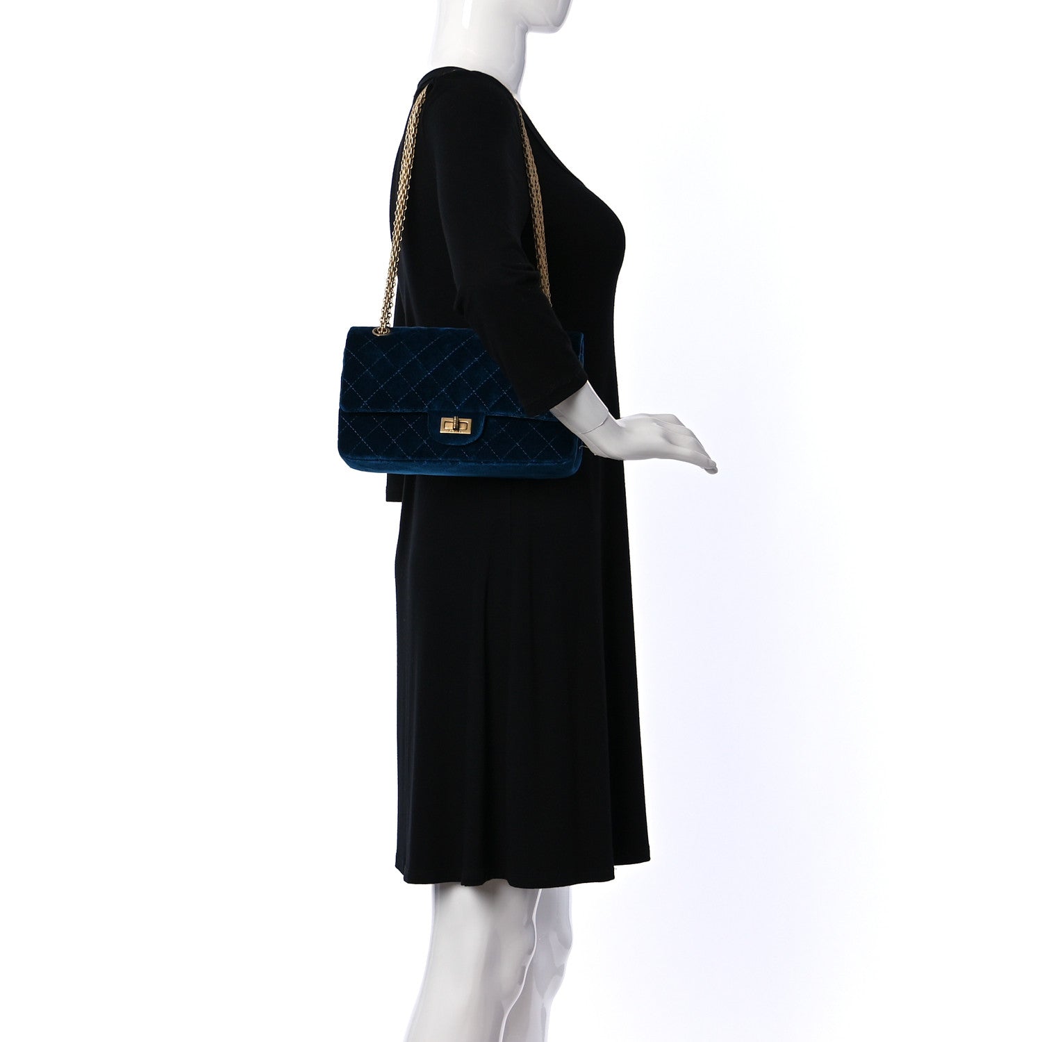 Chanel Velvet Quilted 2.55 Reissue 225 Flap Blue 2 of 10