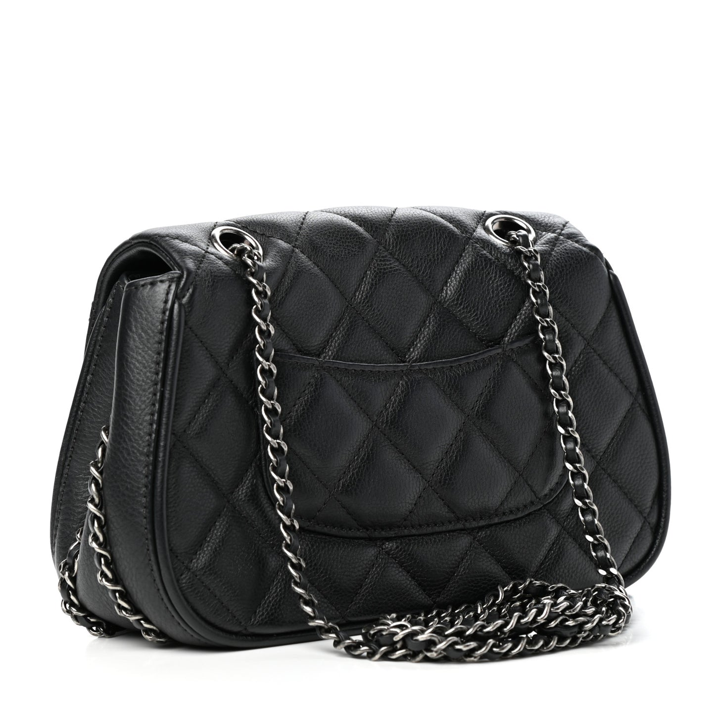 Calfskin Quilted Small Frame In Chain Flap Black