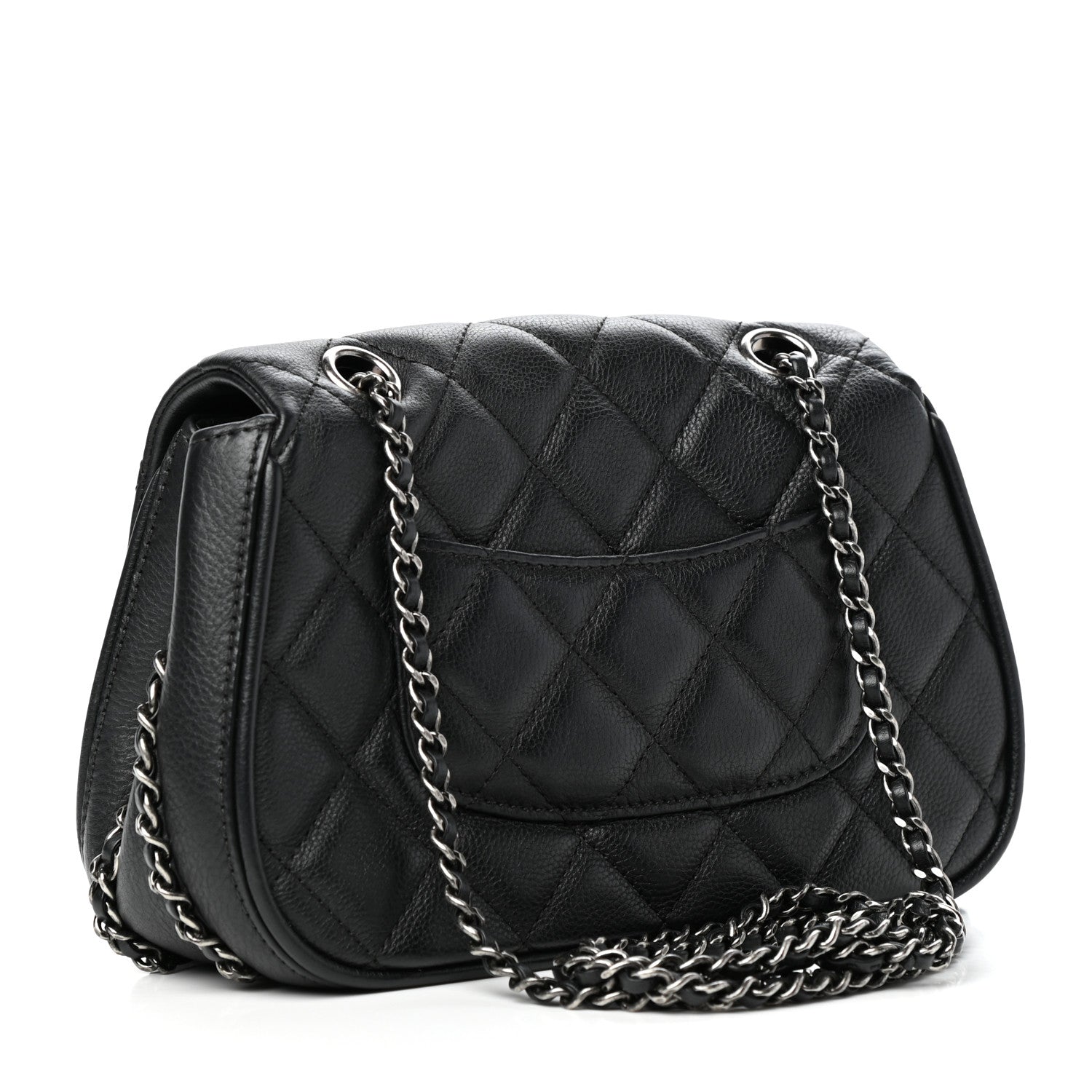 Chanel Calfskin Quilted Small Frame In Chain Flap Black 3 of 10
