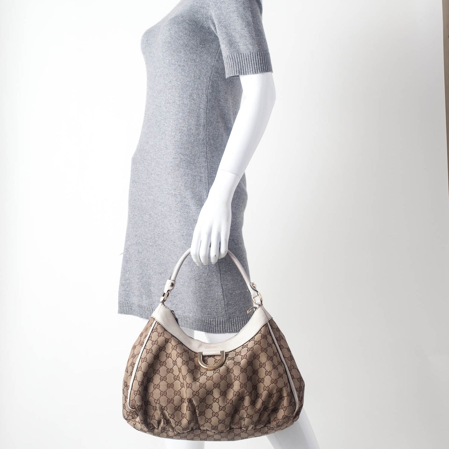 Monogram D Gold Large Hobo Ivory